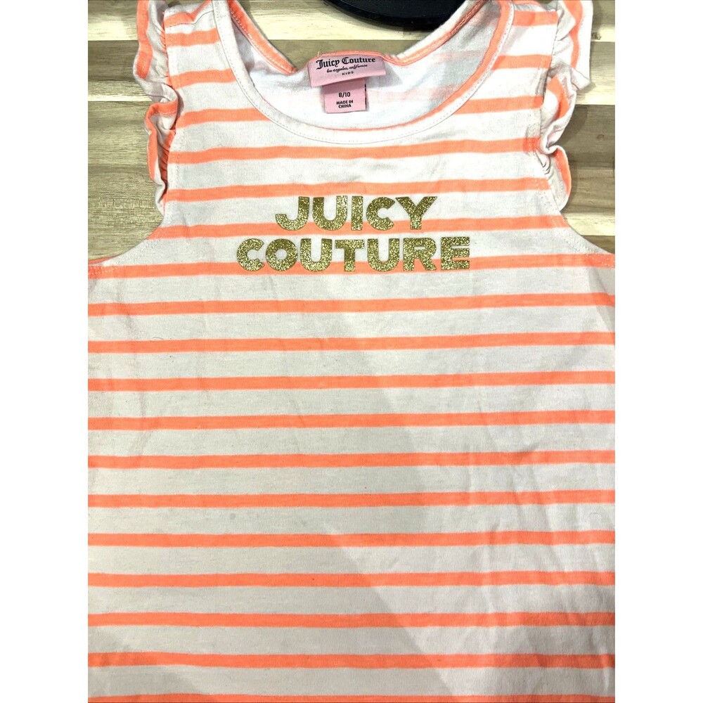 Kid's JUICY COUTURE 8/10 T Shirt Orange White Gold Logo - Picture 5 of 6